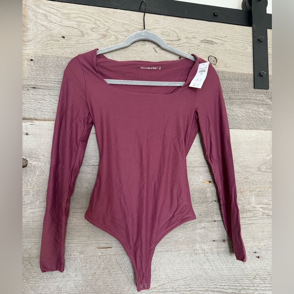 Abercrombie & Fitch Maroon Long Sleeve Bodysuit